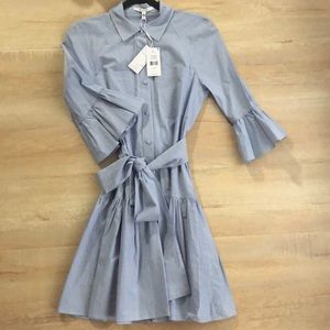 Button Down Ruffle Hem Dress